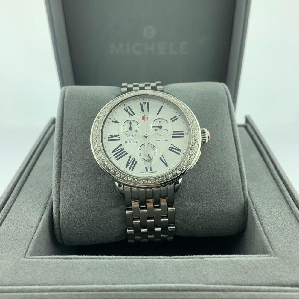 MICHELE Diamond Dial Chronograph Ladies Watch